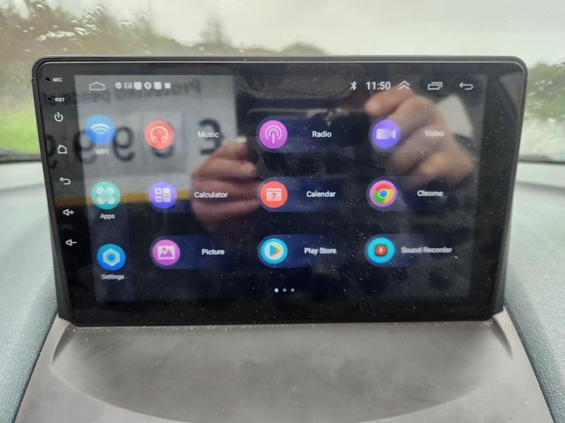 Display of a blue Ford Fiesta car