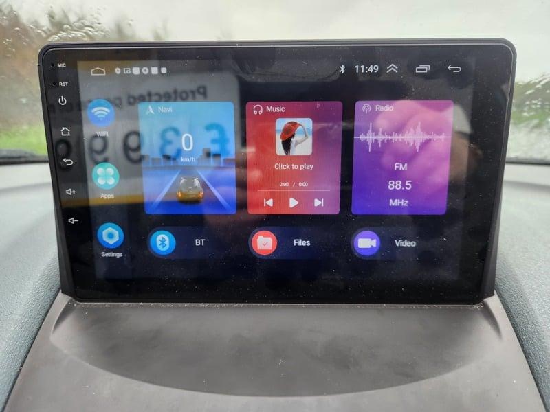 Display of a blue Ford Fiesta car