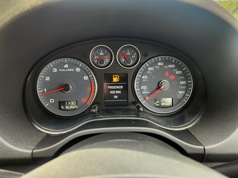 The instrument cluster behind the steering wheel of an Audi A3