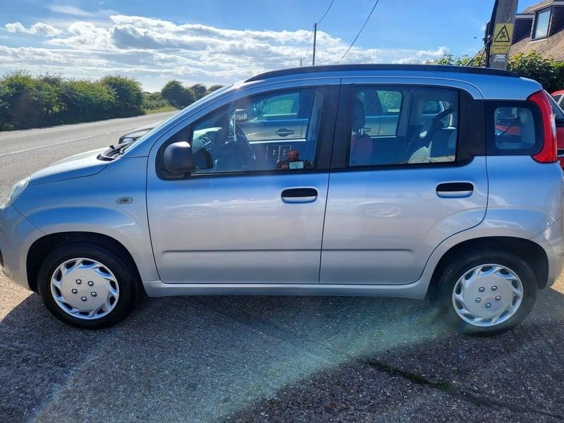 A silver Fiat Panda &#039;0.9 TwinAir EASY&#039; viewed from the left side