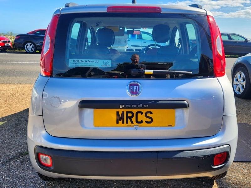 A silver Fiat Panda &#039;0.9 TwinAir EASY&#039; viewed from the back