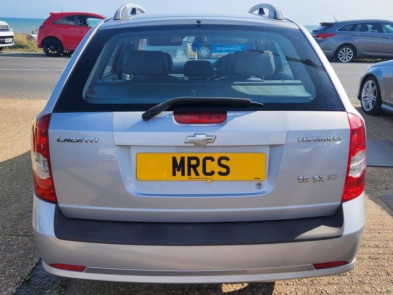 The back of a silver Chevrolet Lacetti