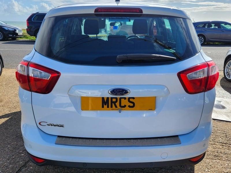 A white Ford C Max 1.6 Zetec viewed from the back