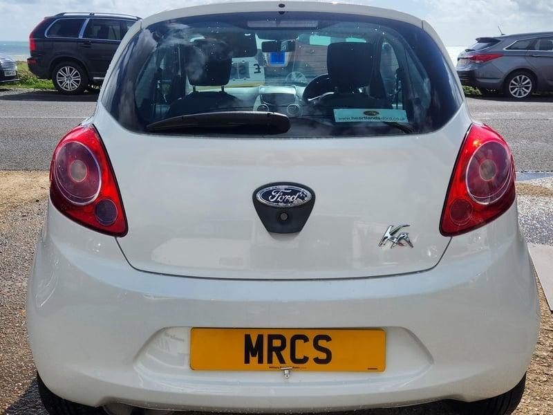 A white Ford Ka Studio viewed from the outside back