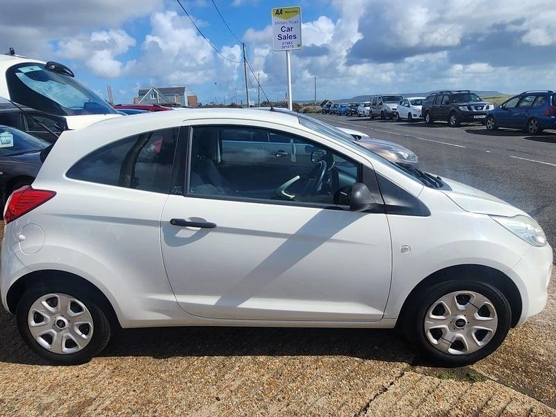 A white Ford Ka Studio viewed from the outside right