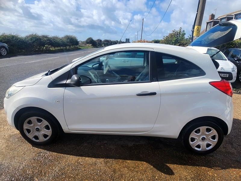 A white Ford Ka Studio viewed from the outside left