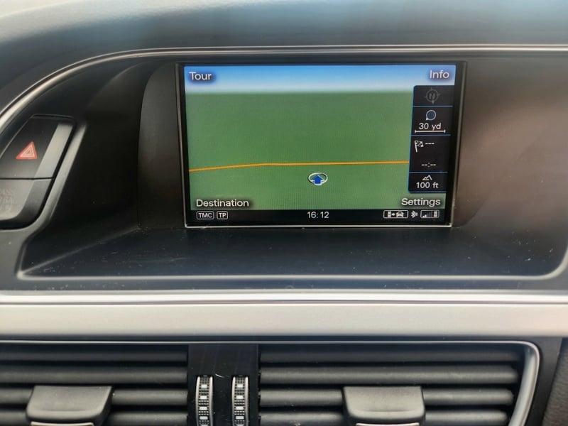 The center display panel of a monsoon grey Audi A5 Sportback
