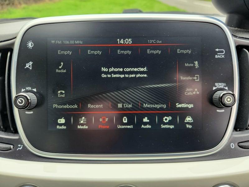 The phone display of a Fiat Abarth 1.4.
