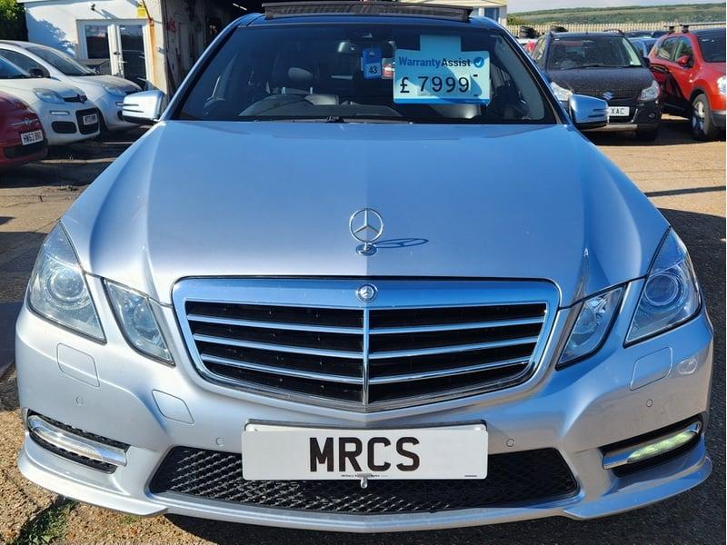 A Iridium Silver Mercedes E-Class viewed from the front