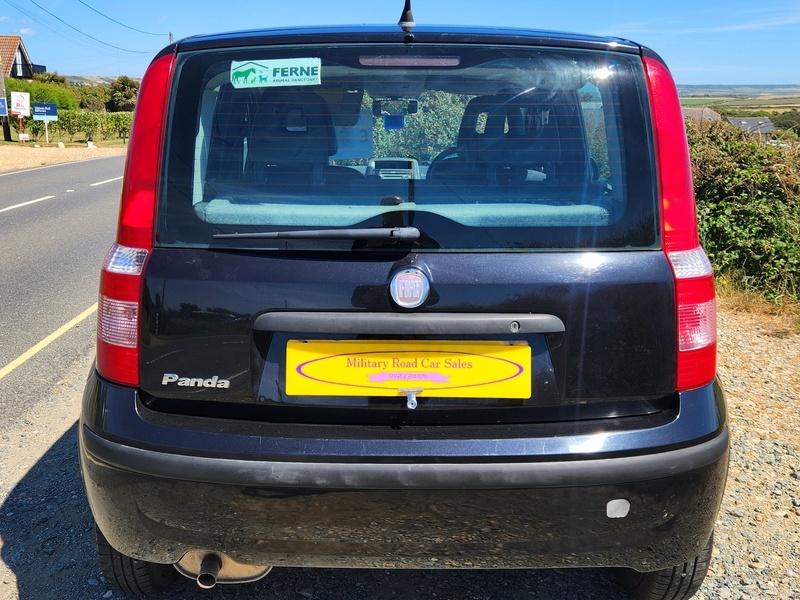 A black Fiat Panda viewed from the back