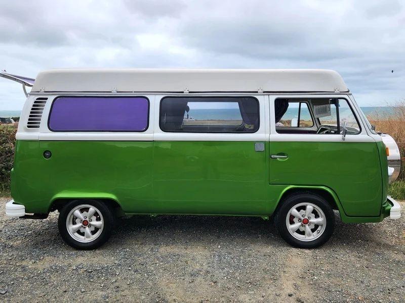 A Volkswagen Camper Van viewed from the driver side