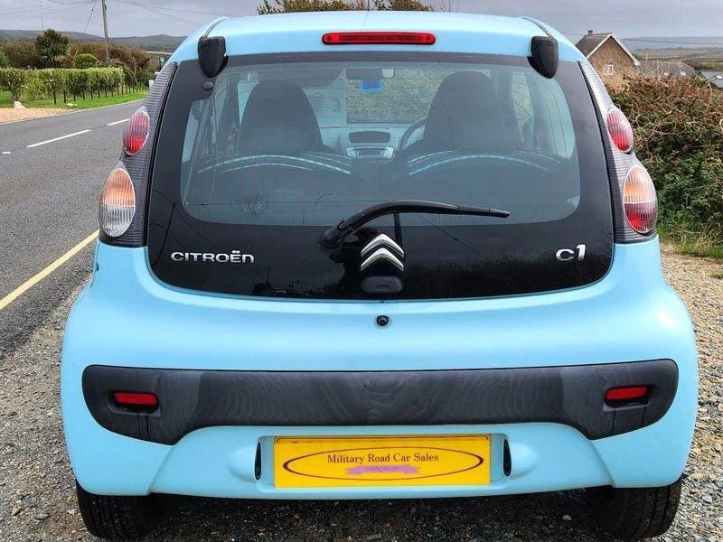A Botticelli Blue Citroen C1 viewed from the back