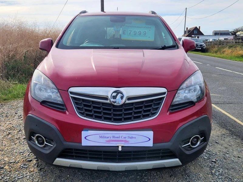 A Velvet Red Metallic Vauxhall Mokka viewed from the front